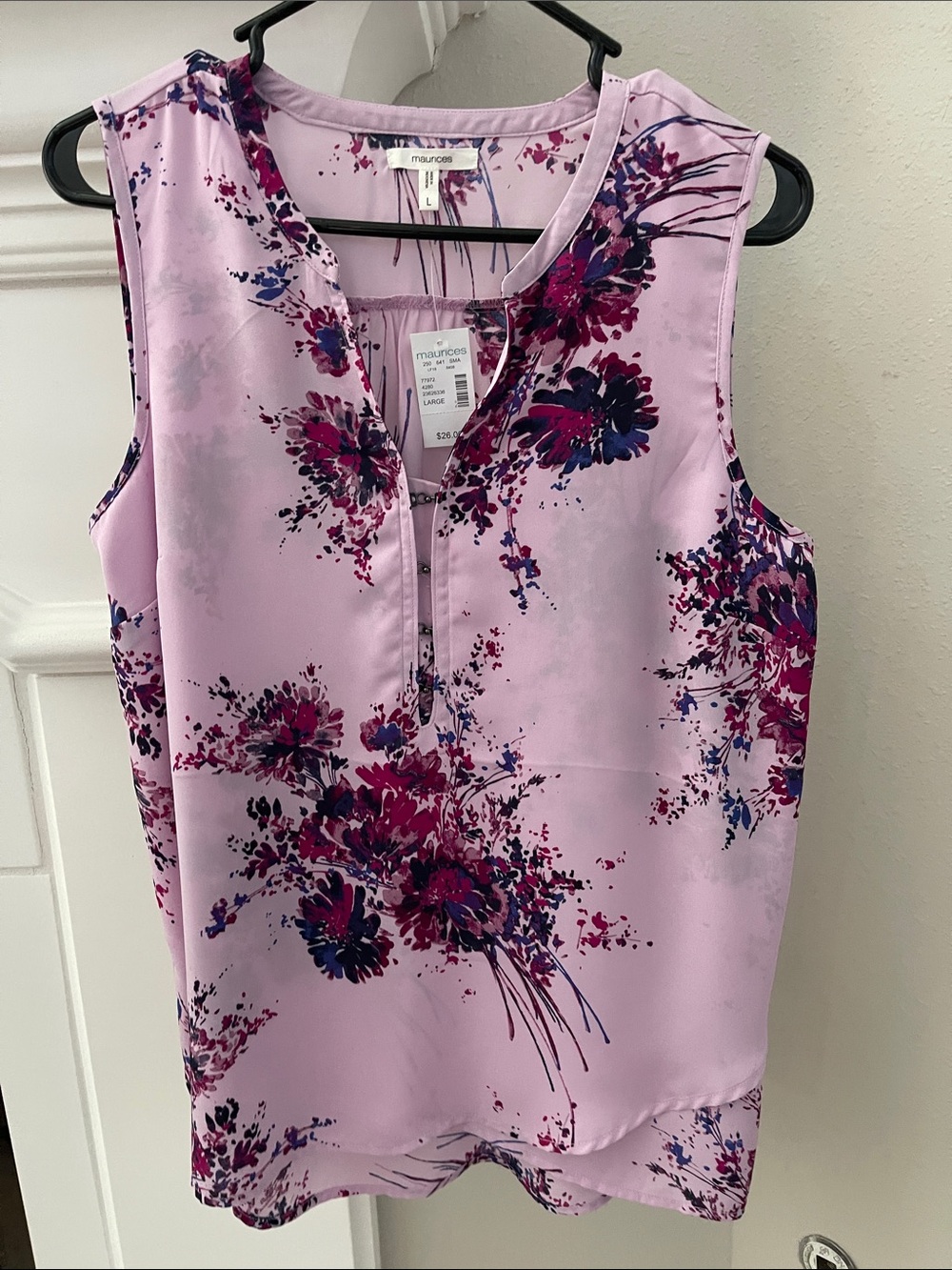 Maurices Lavender Floral Sleeveless V-Neck Top